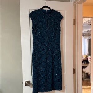 Roz & Ali teal Blue Sequin Midi Dress